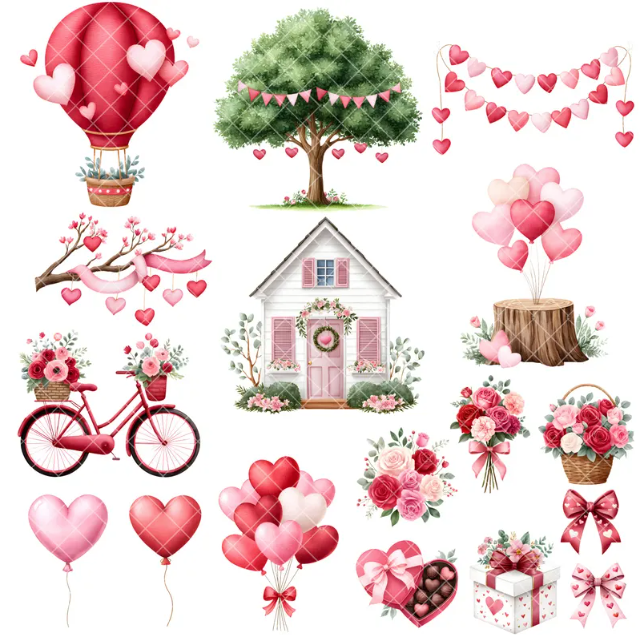 Valentine Bears Watercolor Clipart