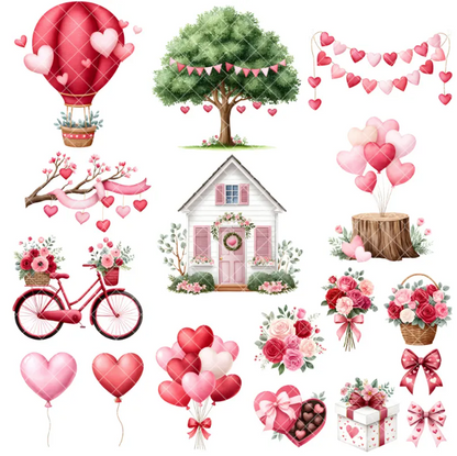 Valentine Bears Watercolor Clipart